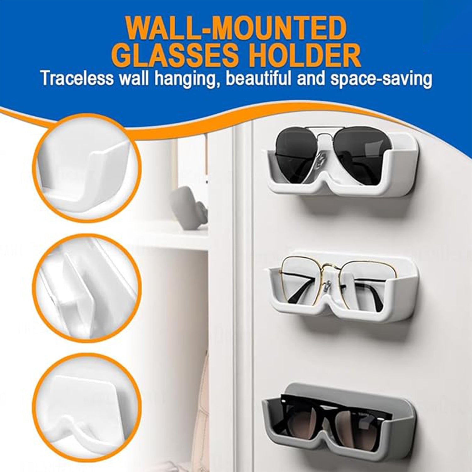 17823 Wall Mount Sunglass Organizer Simple Space Saving Glasses Storage Box Eyewear Stand Holder for Showcase Bedroom Apartment With 2 pc Double Sided Adhesive Sticker (2 Pcs Set) 17823 Wall Mount Sunglass Organizer Simple Space Saving Glasses Storage Box Eyewear Stand Holder for Showcase Bedroom Apartment With 2 pc Double Sided Adhesive Sticker (2 Pcs Set)